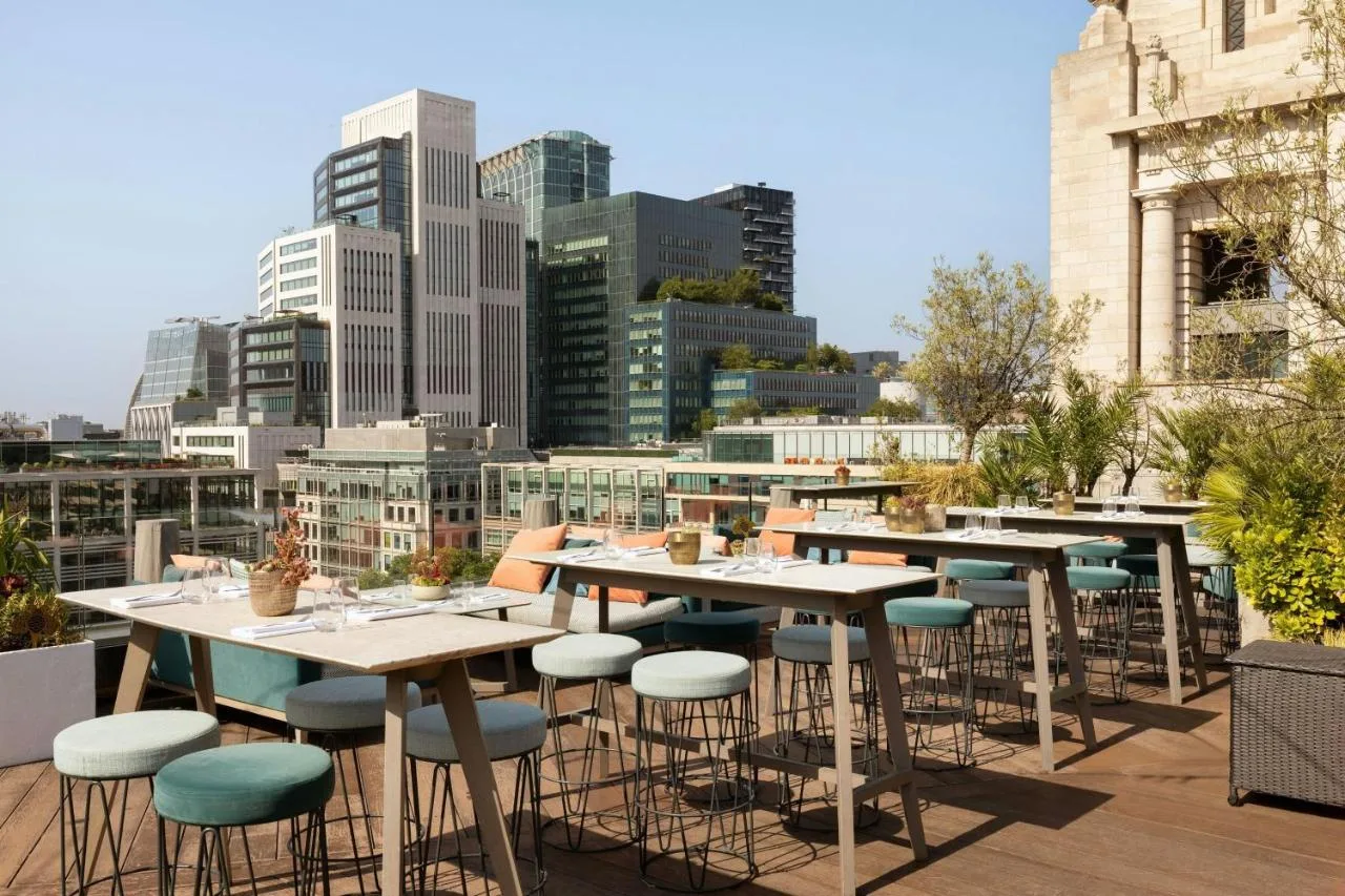 Rooftop terrace with city skyline views at Montcalm Royal London House, Islington
