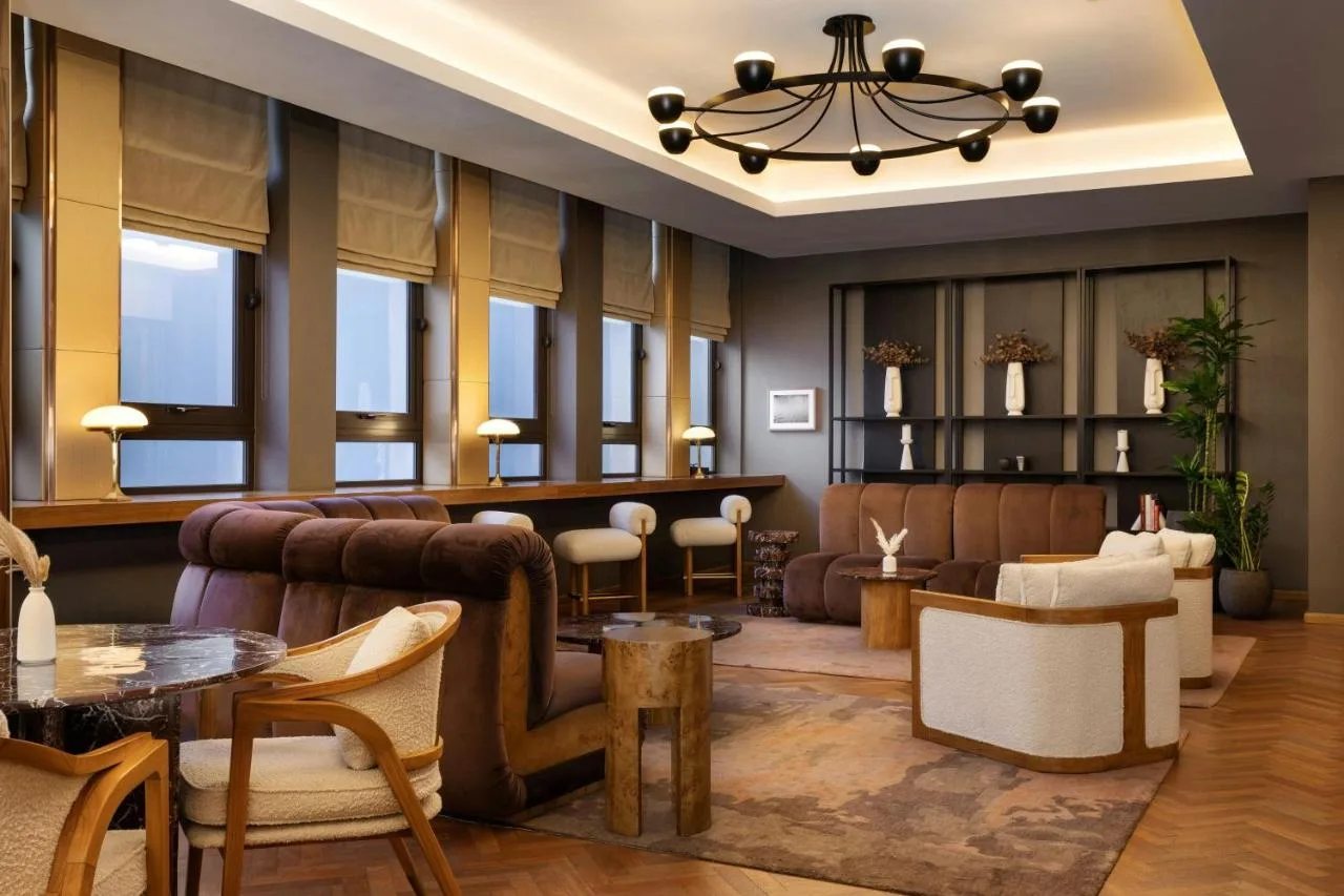 Lounge seating in the lobby at Montcalm Royal London House, Islington